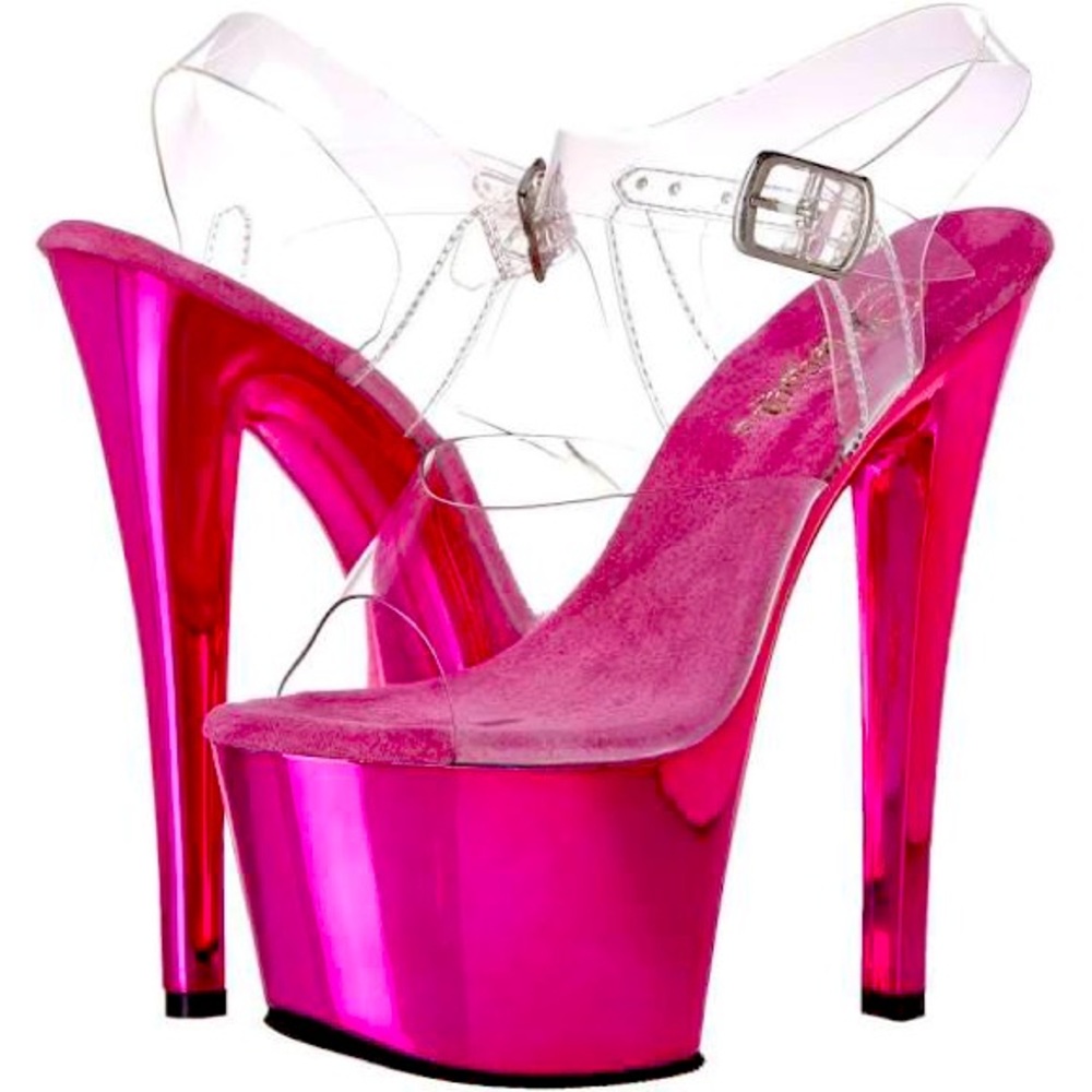 PINK PLEASER PLATFORM HEELS